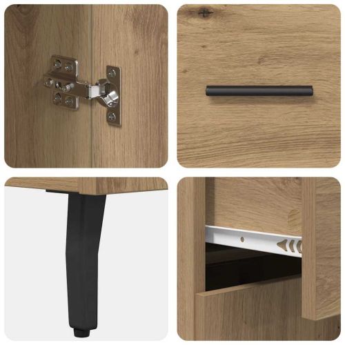 Висок шкаф Дъб 69,5 x 34 x 180 см Инженерна дървесина и стъкло