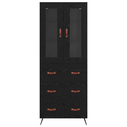 Висок шкаф с рафт с чекмедже 2 pcs Черния дъб Инженерно дърво