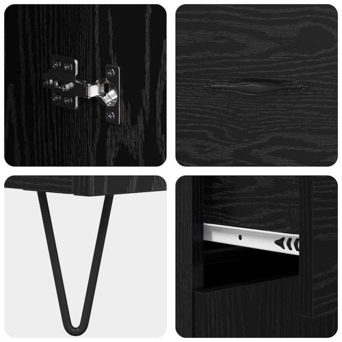 Висок шкаф Черния дъб 69,5 x 34 x 180 см Инженерно дърво