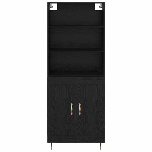 Висок шкаф Черен дъб 69,5 x 34 x 180 см Инженерно дърво