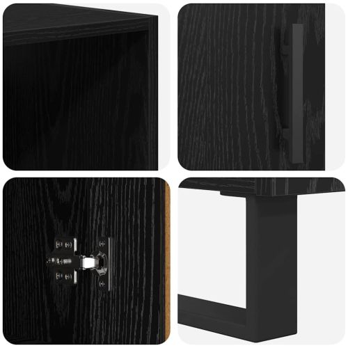 Висок шкаф с чекмедже 2 pcs Черния дъб Инженерно дърво