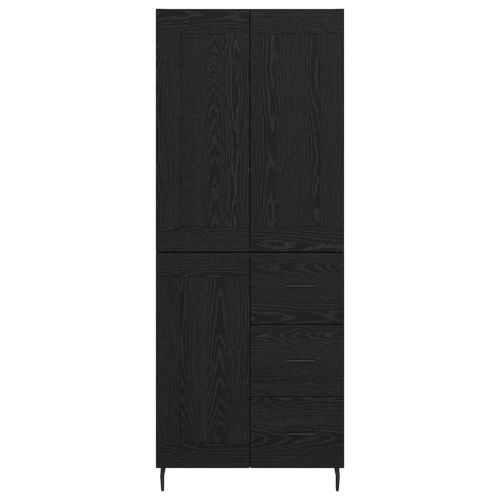 Висок шкаф с чекмедже 2 pcs Черния дъб Инженерно дърво