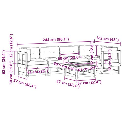 Комплект за почивка в градина 6 pcs Восъчнокафяво