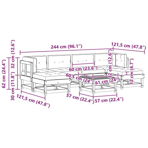Комплект за почивка в градина 7 pcs Восъчнокафяво