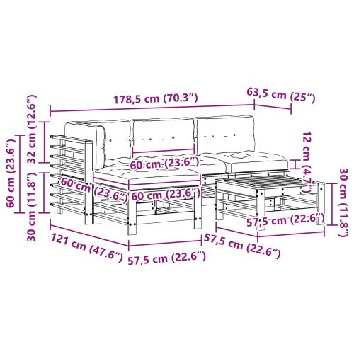 Комплект за почивка в градина 5 pcs Восъчнокафяво