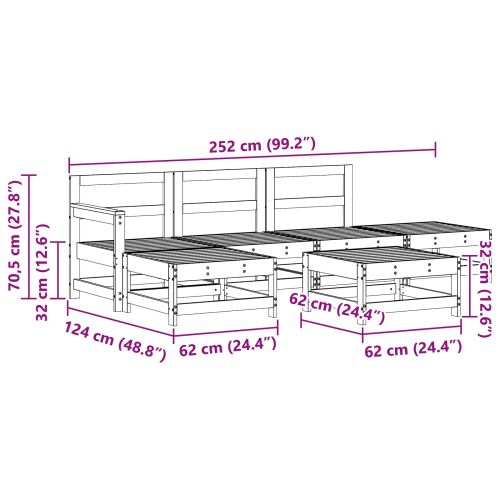 Комплект за почивка в градина 6 pcs Восъчнокафяво