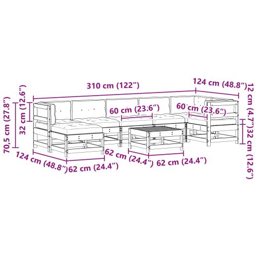 Комплект за почивка в градина 8 pcs Восъчнокафяво