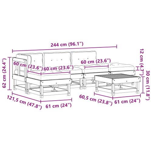 Комплект за почивка в градина 6 pcs Восъчнокафяво