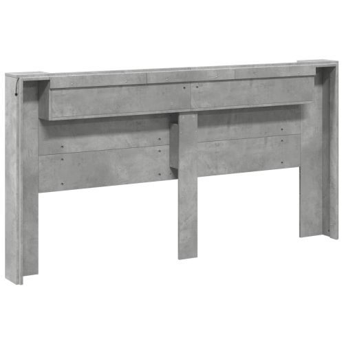 Облегалка за глава с рафт Циментено сиво 200 x 16,5 x 103,5 cm