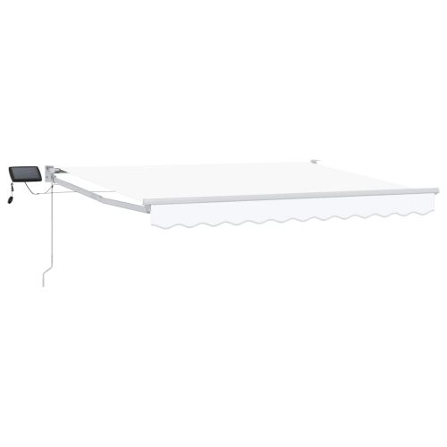 Ръчен изтеглящ сенник с LED светлини Бял 3,5 x 2,5 m