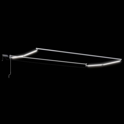 Ръчен изтеглящ сенник с LED светлини Зелен и бял 4 × 3 m