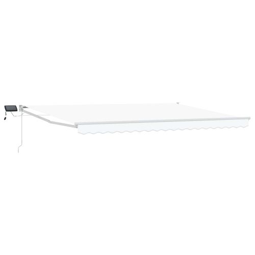 Ръчен изтеглящ сенник с LED светлини Бял 5 x 3 m