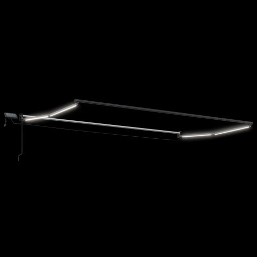 Ръчен изтеглящ сенник с LED светлини Бяло и антрацит 4 × 3 m