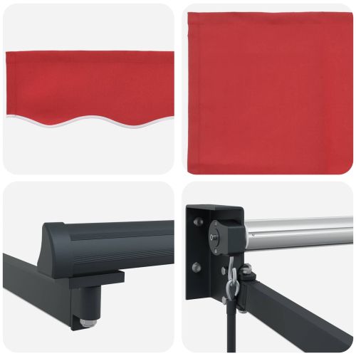Ръчен изтеглящ сенник с LED светлини Червен и Антрацит 4 × 3 m