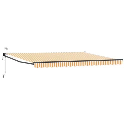 Електрически разтегателен навес Оранжево и бяло 4,5 × 3 m