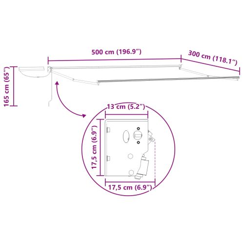Електрически разтегателен навес Светлосив и бял 5 x 3 m