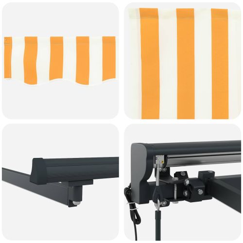 Електрически разтегателен навес Жълто, Бяло, Антрацит 4,5 × 3 m