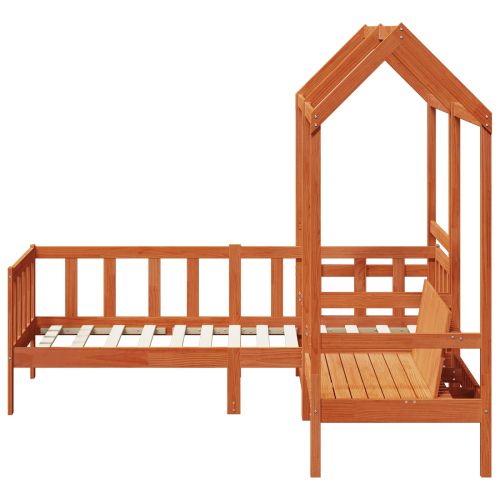 Комплект легло за деня 3 pcs Восъчен Кафяв Масивна боровина
