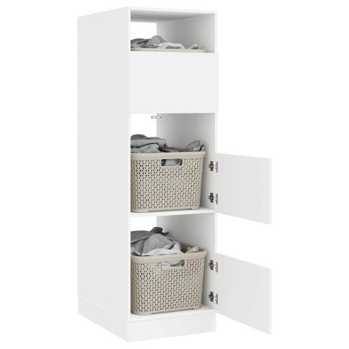 Мивка за пране със съхранение с врата Бяло Инженерно дърво