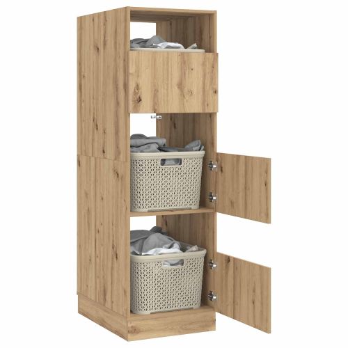 Мивка за пране със съхранение с врата Дъб Инженерно дърво