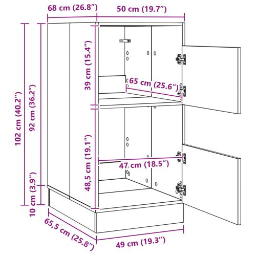 Мивка за пране с врата Бяло 50 x 68 x 102 см Инженерно дърво