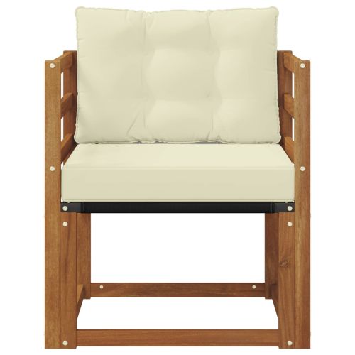 Външен диван Солидно акациево дърво Натурален и Крема