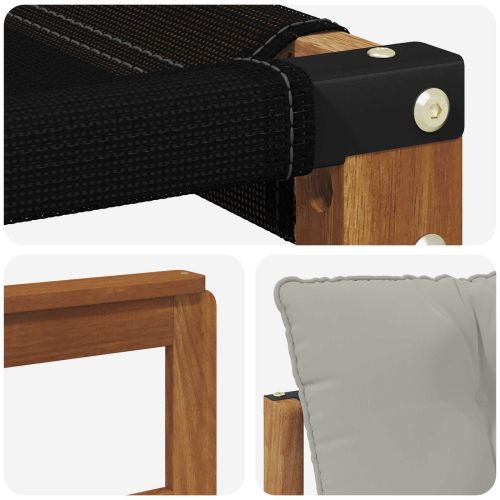 Външен диван Солидно акациево дърво Естествено и светло сиво