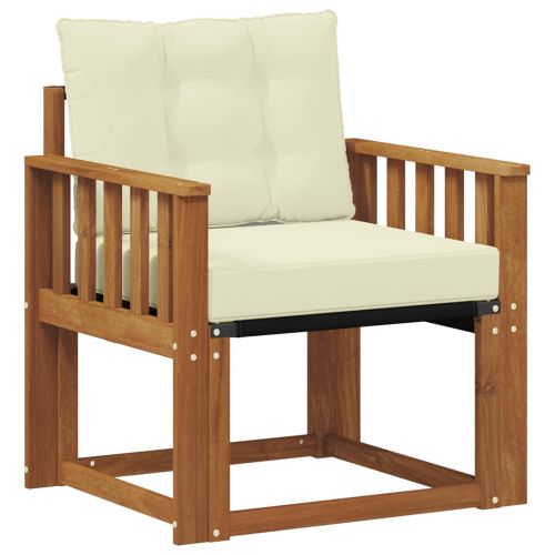 Външен диван Солидно акациево дърво Натурален и Крема