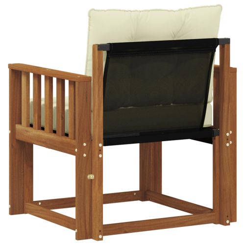 Външен диван Солидно акациево дърво Натурален и Крема