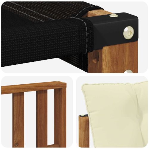 Външен диван Солидно акациево дърво Натурален и Крема