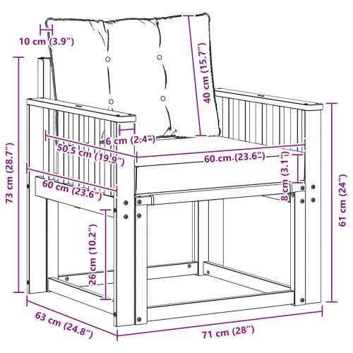Външен диван Солидно акациево дърво Натурален и Крема