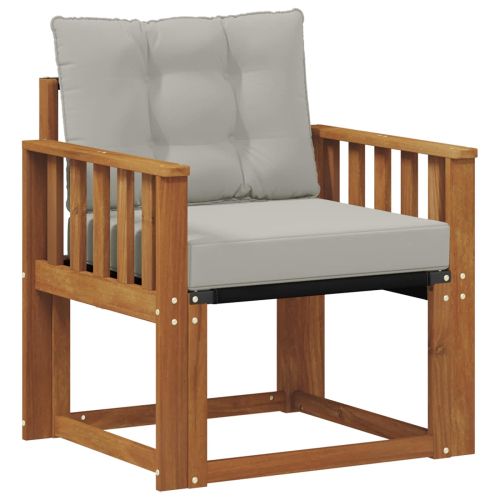 Външен диван Солидно акациево дърво Естествено и светло сиво