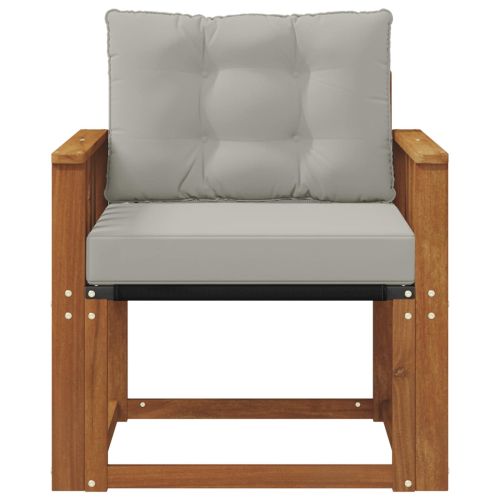 Външен диван Солидно акациево дърво Естествено и светло сиво