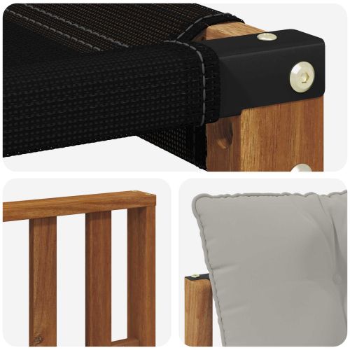 Външен диван Солидно акациево дърво Естествено и светло сиво