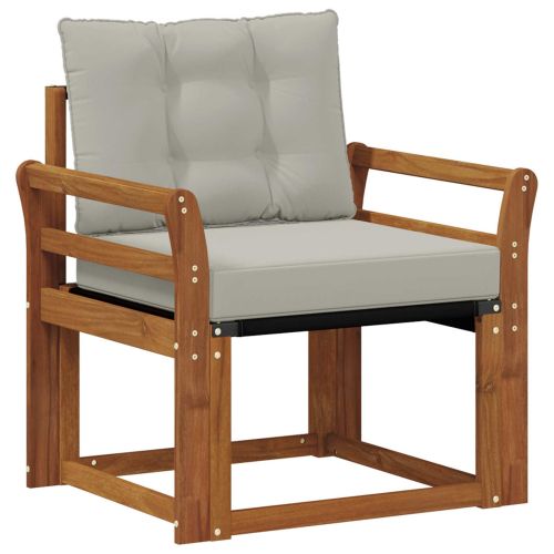 Външен диван Солидно акациево дърво Естествено и светло сиво