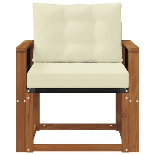 Външен диван Солидно акациево дърво Натурален и Крема