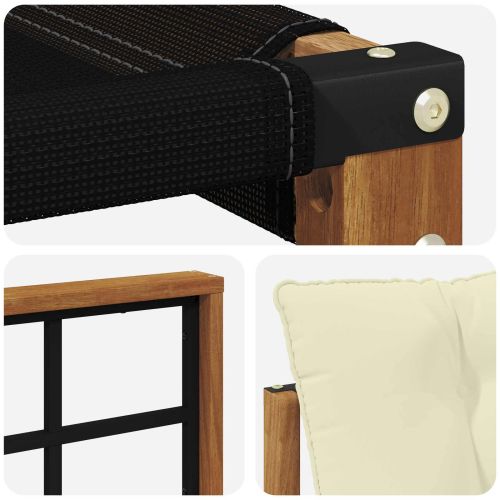 Външен диван Солидно акациево дърво Натурален и Крема