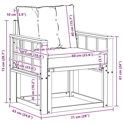 Външен диван Солидно акациево дърво Натурален и Крема