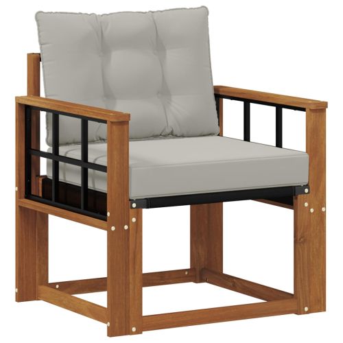 Външен диван Солидно акациево дърво Естествено и светло сиво