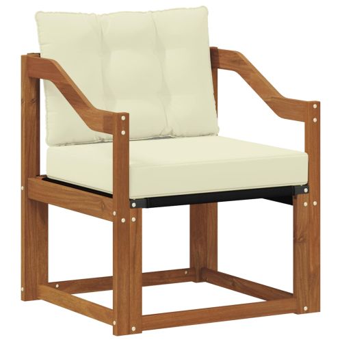 Външен диван Солидно акациево дърво Натурален и Крема