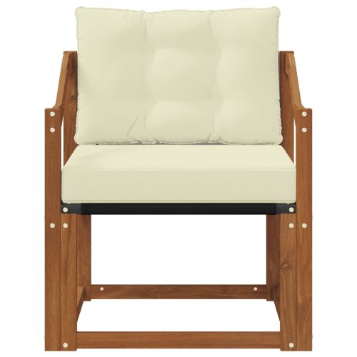 Външен диван Солидно акациево дърво Натурален и Крема