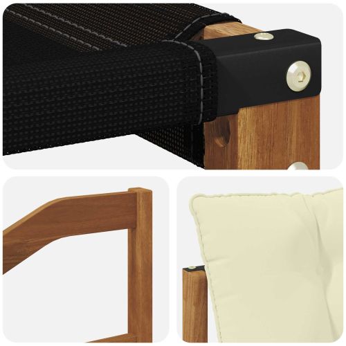 Външен диван Солидно акациево дърво Натурален и Крема