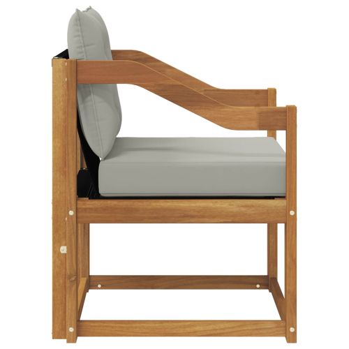 Външен диван Солидно акациево дърво Естествено и светло сиво