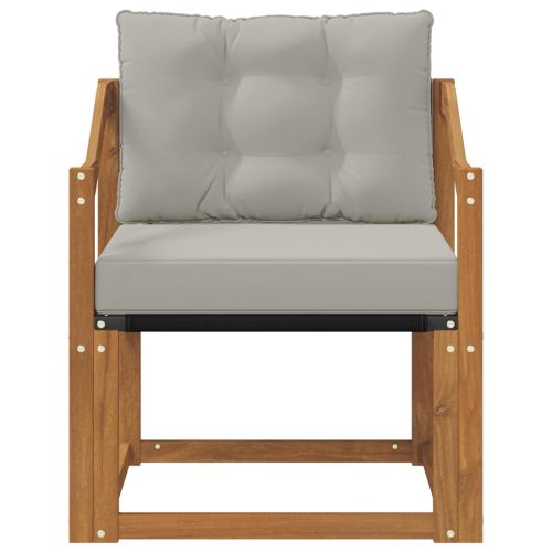 Външен диван Солидно акациево дърво Естествено и светло сиво