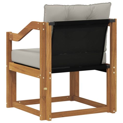 Външен диван Солидно акациево дърво Естествено и светло сиво