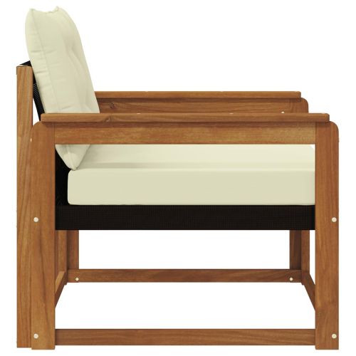 Комплект дивани за открито Солидно акациево дърво и текстилена