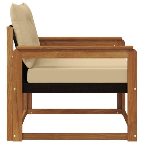 Комплект дивани за открито Солидно акациево дърво и текстилена