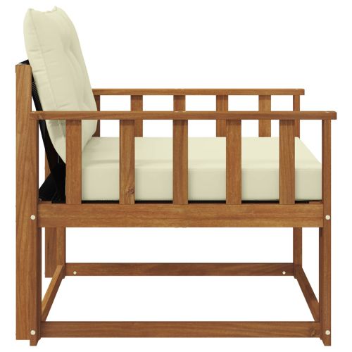 Комплект дивани за открито Солидно акациево дърво и текстилена