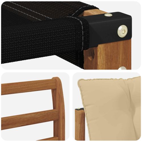 Комплект дивани за открито Солидно акациево дърво и текстилена