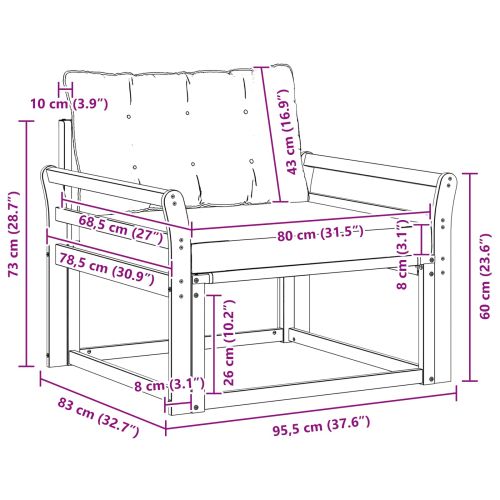 Комплект дивани за открито Солидно акациево дърво и текстилена